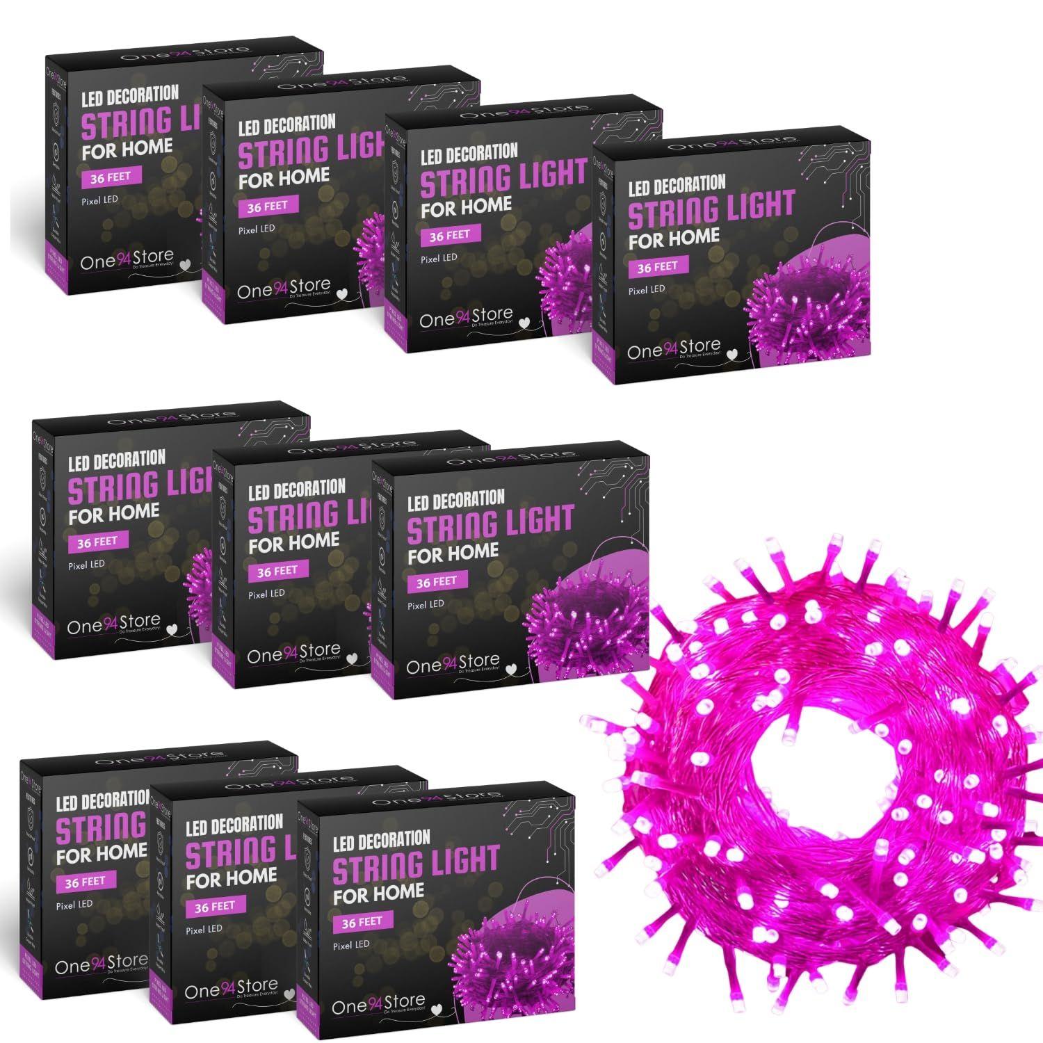 

36 Ft Pink LED Pixel String Lights Decorative Copper Wire Serial Fairy Lights for Diwali, Christmas, Wedding, Party & Home Decor | Pack of 10