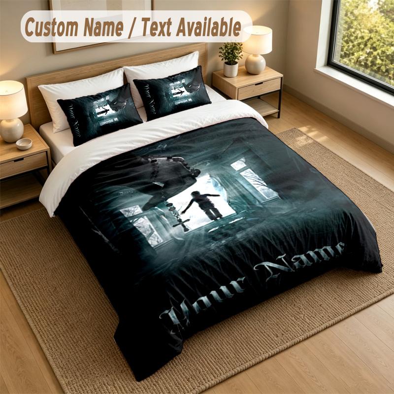 3Pcs Bedding Set Custom Name Text, 1 Sheet 2 Pillowcases Home Bed DecorThe Conjuring Annabelle