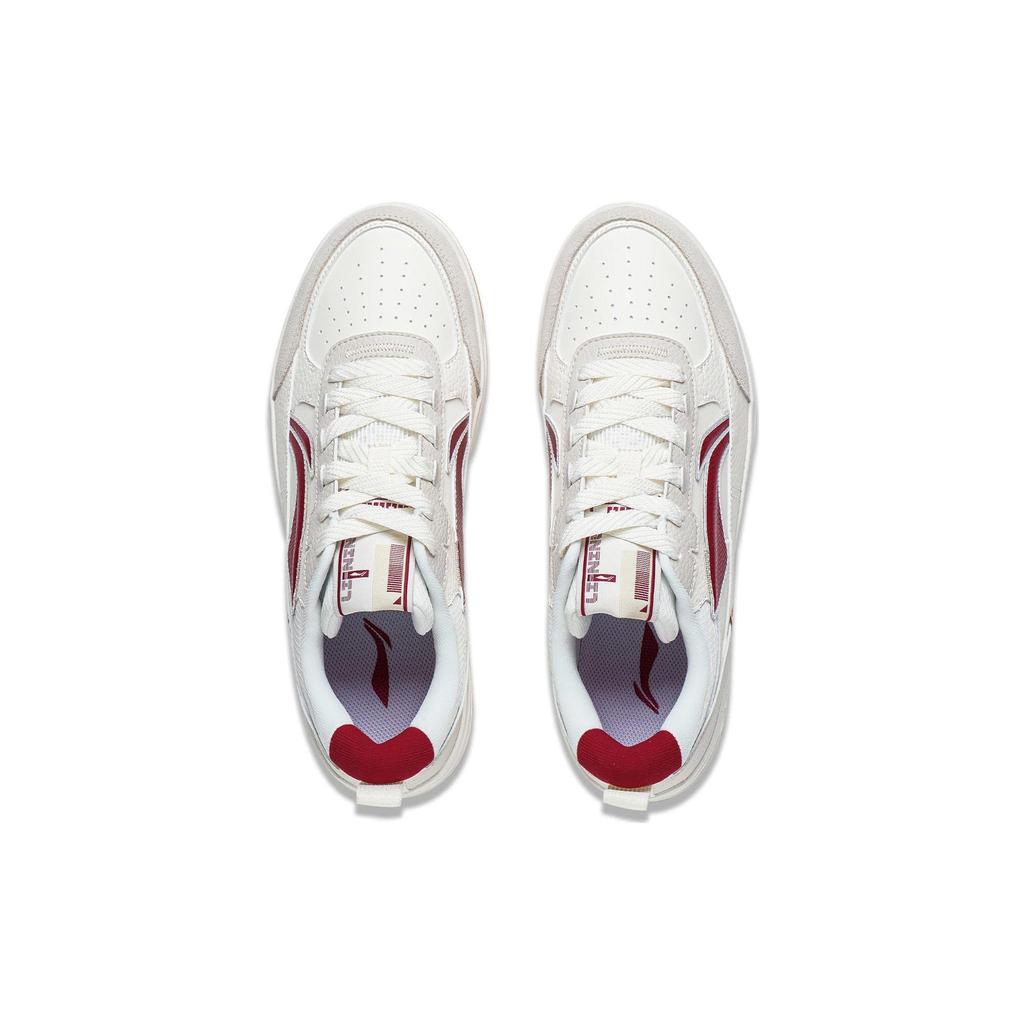 Li Ning Tianji 2.0 Synthetic Leather Slip Resistant Abrasion Resistant Low top Skateboard Shoes Men's White Gray Red AGCT211-6