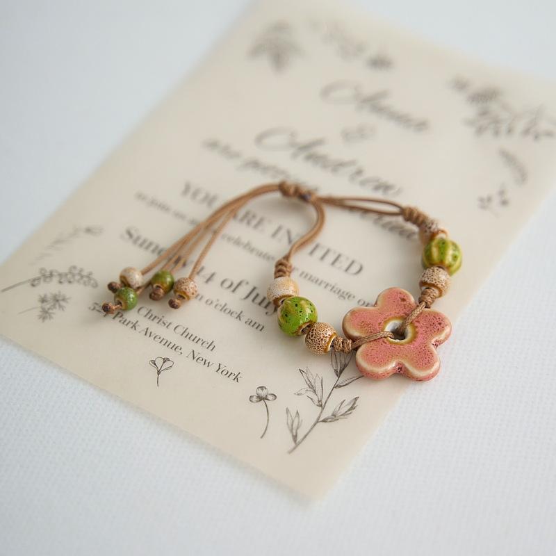 Керамический браслет Jingdezhen, сырой подарок, ручная работа, новый китайский, литературный и национальный стиль, цветочные украшения
