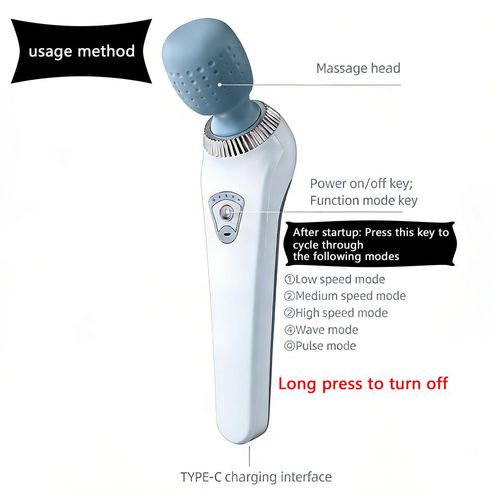 Handheld Massage Gun USB Rechargeable Portable Full Body Massager for Neck Back Legs Waist Muscle Pain Relief Tool