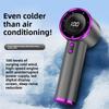 Ventilador portátil de mano recargable USB con pantalla digital y diseño plegable para exteriores