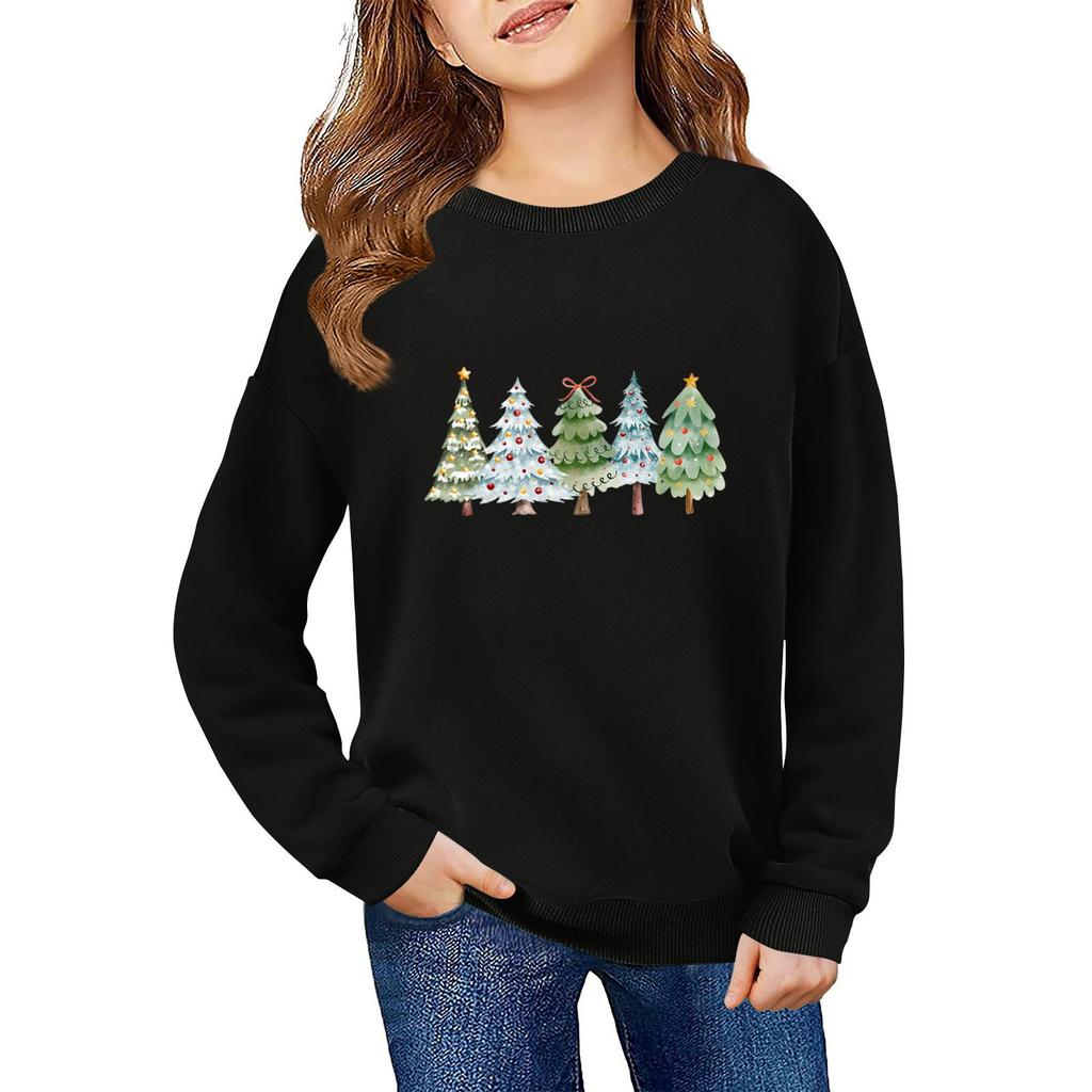 Children's Fashionable Casual Long-sleeved Loose Christmas Print Pullover Sweatshirt