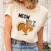 Meow Im A Cat Funny Thanksgiving T Shirt Turkey Family S For Mom Lovers Vintage Fashion Unisex Stylish