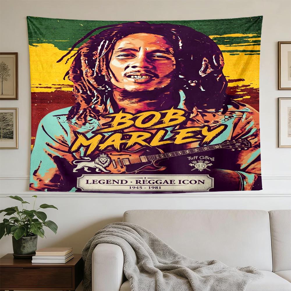 Bob Marley Reggae One Love Reggae Decorative Wall-Hanging Tapestry, Home Ornament for Living Room,Dorm and Fan Parties,Multi-style,celebrities,cartoon