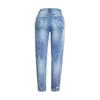 Women's Mid Rise Rose Floral Embroidery Straight Leg Jeans Distressed Cuffed Denim Pants Streetwear Casual Long Trousers