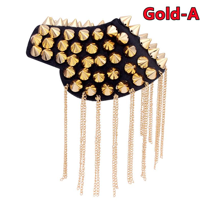 2PCS Jacket Vintage Brooch Accessories Club Tassel Chain Epaulette Rivet Shoulder Badges Pin Style Fashion Evening Party Decors