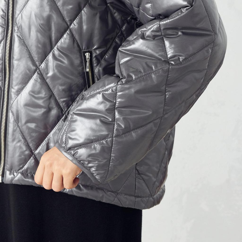 Comme Ca Ism Quilted Coat M Charcoal 12-25MC01-203