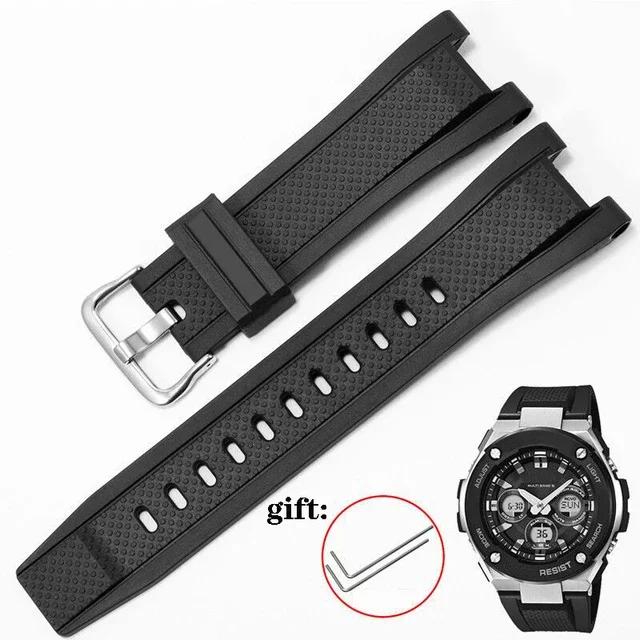 For Casio G-Shock GST-W120L S130L S310 B100 GST-W100G Men Rubber Wristband Bracelet GST Series 26mmX14mm Silicone Watch Strap