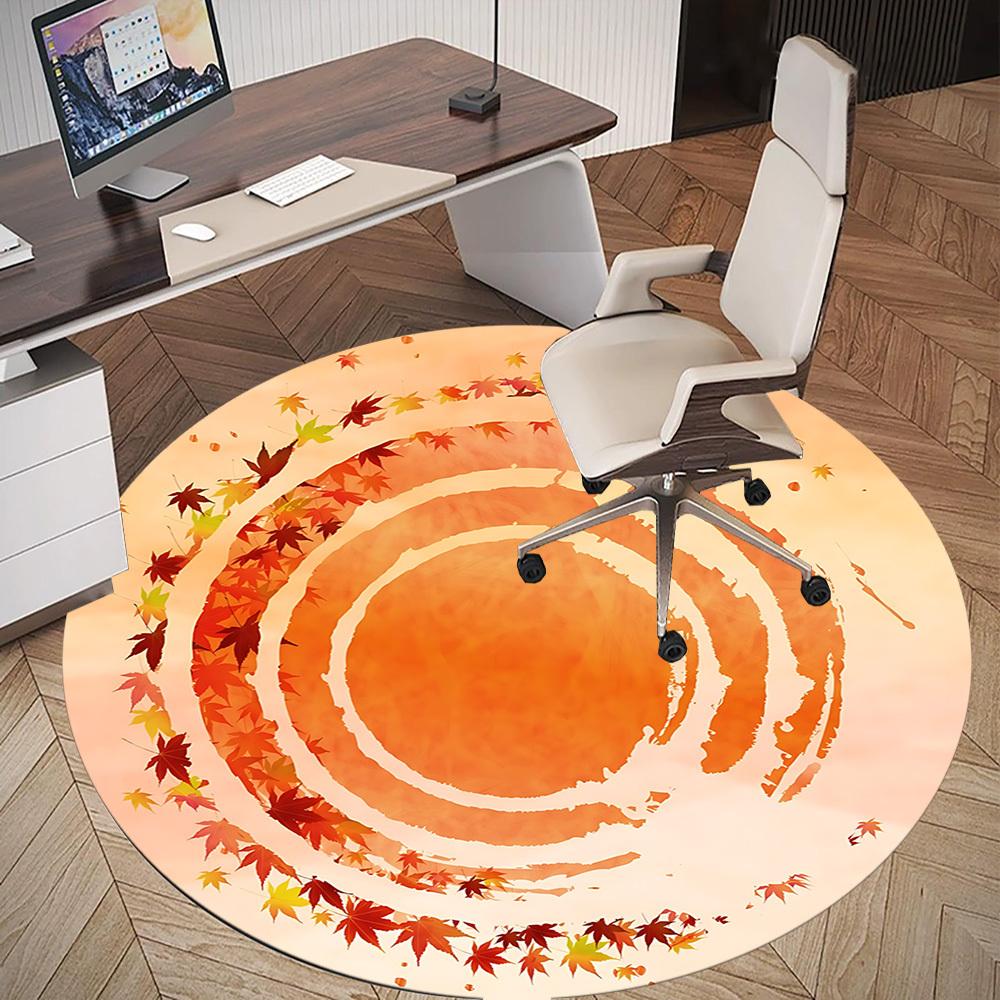 1pc Autumn Leaves Round Chair mat Area Rug - Non-Slip, Floor Mat for Office, Bedroom, and Indoor Decor c1125190