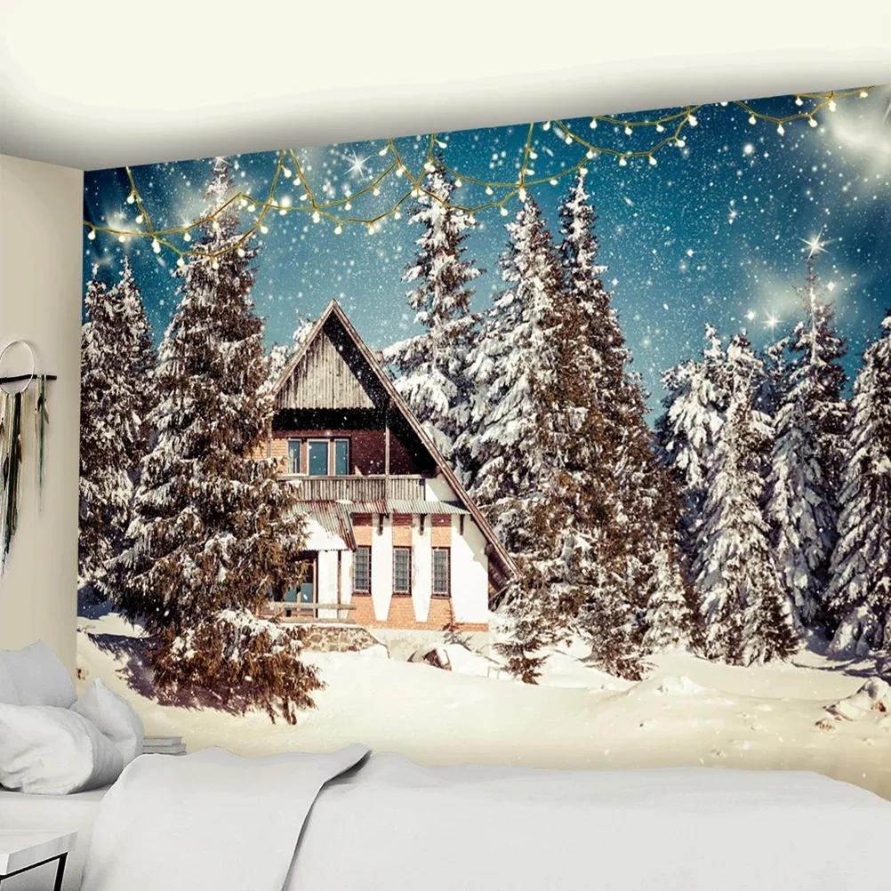 

Рождественский оконный пейзаж Гобелен Спальня Гостиная Домашнее украшение на стену 100x75cm