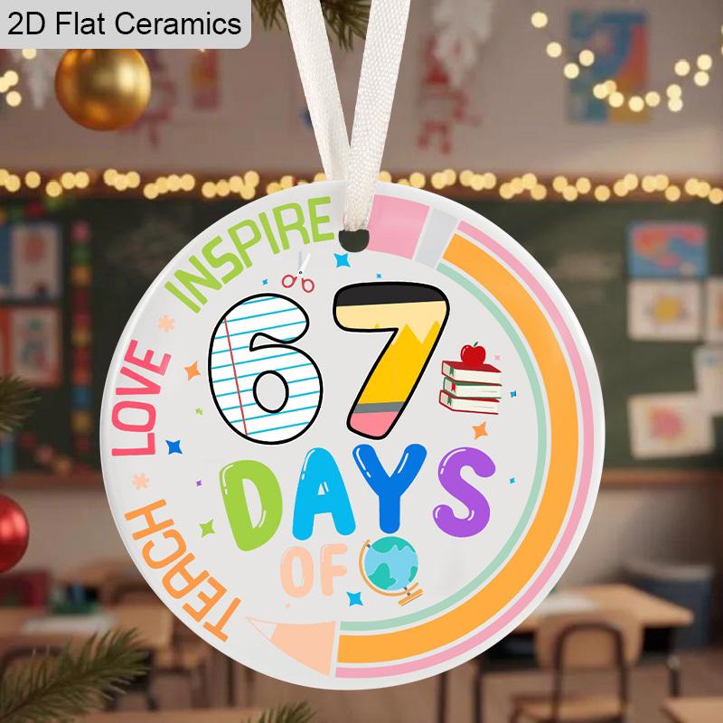 1pc/4pcs School Season, Six Seven Days of School, Smarter Teach Love Inspire Pattern, Ceramic Ornament Hanging Decor, Home Party Decor
