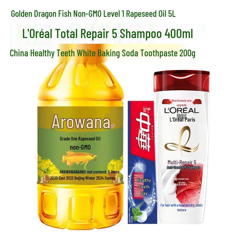 Arowana First Grade Rapeseed Oil 5L with Shampoo & Toothpaste Bundle
