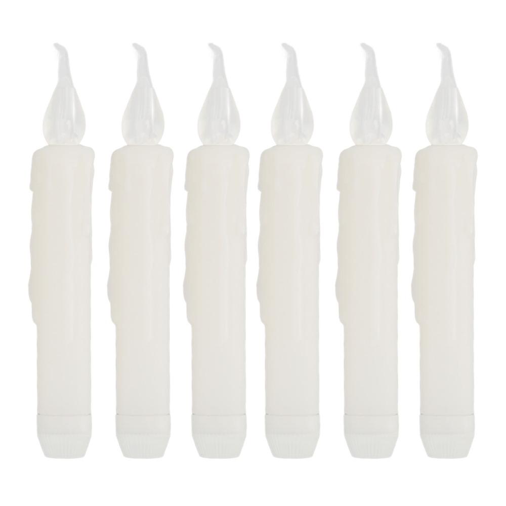 6 Pcs Reusable LED Taper Candles Smokeless Candle Lights Elegant Taper Candles  Wedding Centerpieces