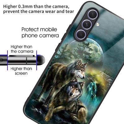 Pro Samsung Galaxy A54 5G Nárazuvzdorné Tvrzené Sklo+TPU Zadní Kryt Vzorový Tisk Kryt na Telefon