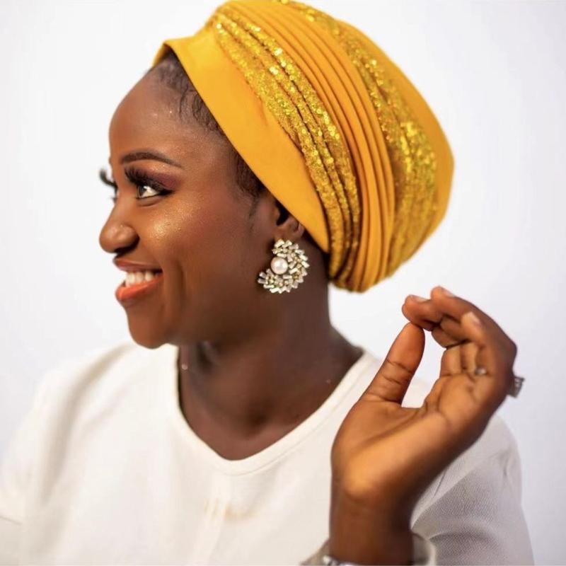 Sparkling Sequins Decorations Beanies Cap With Ethnic Coil Embroidery Hat For Festival Occasion And Cultural Event