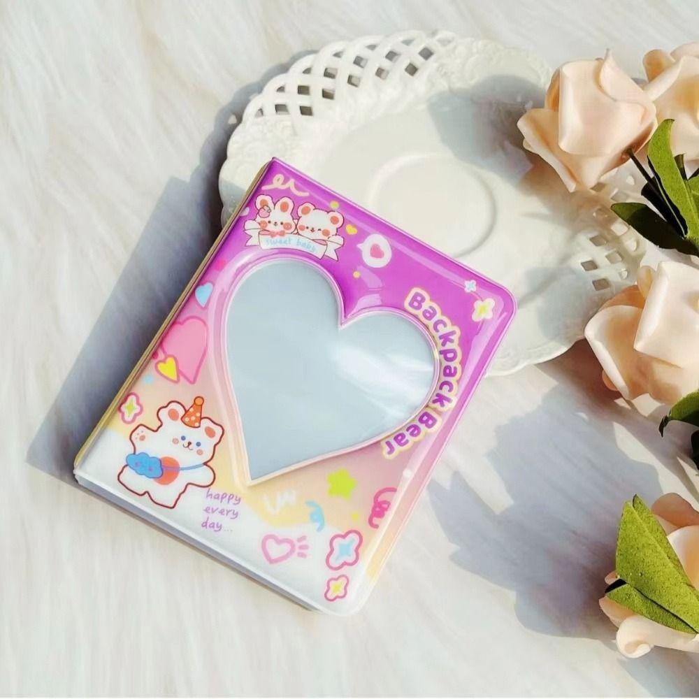Fashion Heart 3 Inch Photo Album Hollow 36 Pockets K-pop Card Binder Double-Sided Idol Album Book