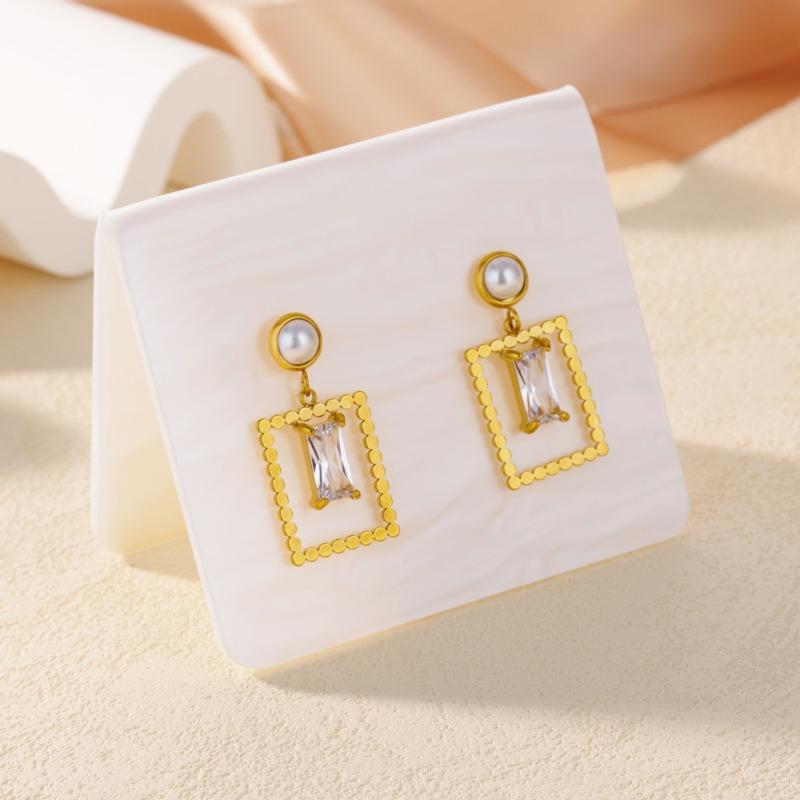 High sense geometric zircon stud earrings elegant women's fashion charm earrings hot-selling earrings