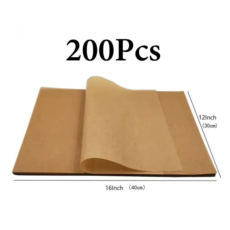 200Pcs Air Fryer Parchment Paper Burger Dessert Sandwich Wrapping Brown Wax Paper Kitchen Oven Paper