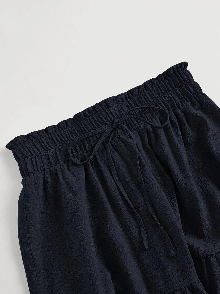 European Fashion Knot Waist Pleated Skirt