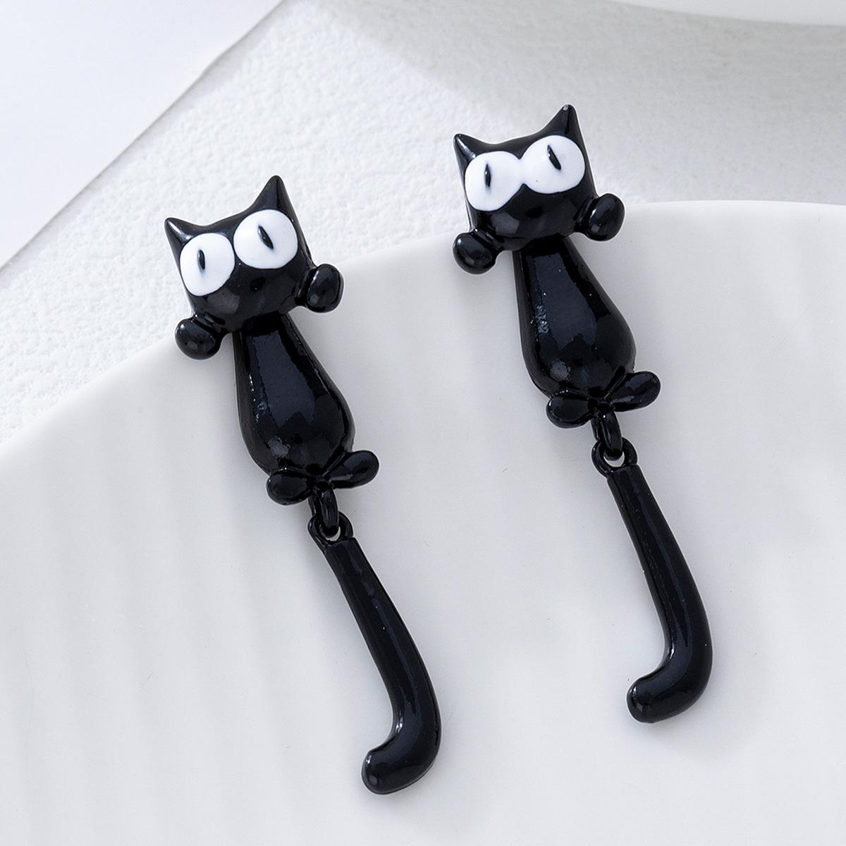 

Charming Black Cat Cartoon Earrings - Unique Design & Fun Women’s Fashion Accessories чёрный