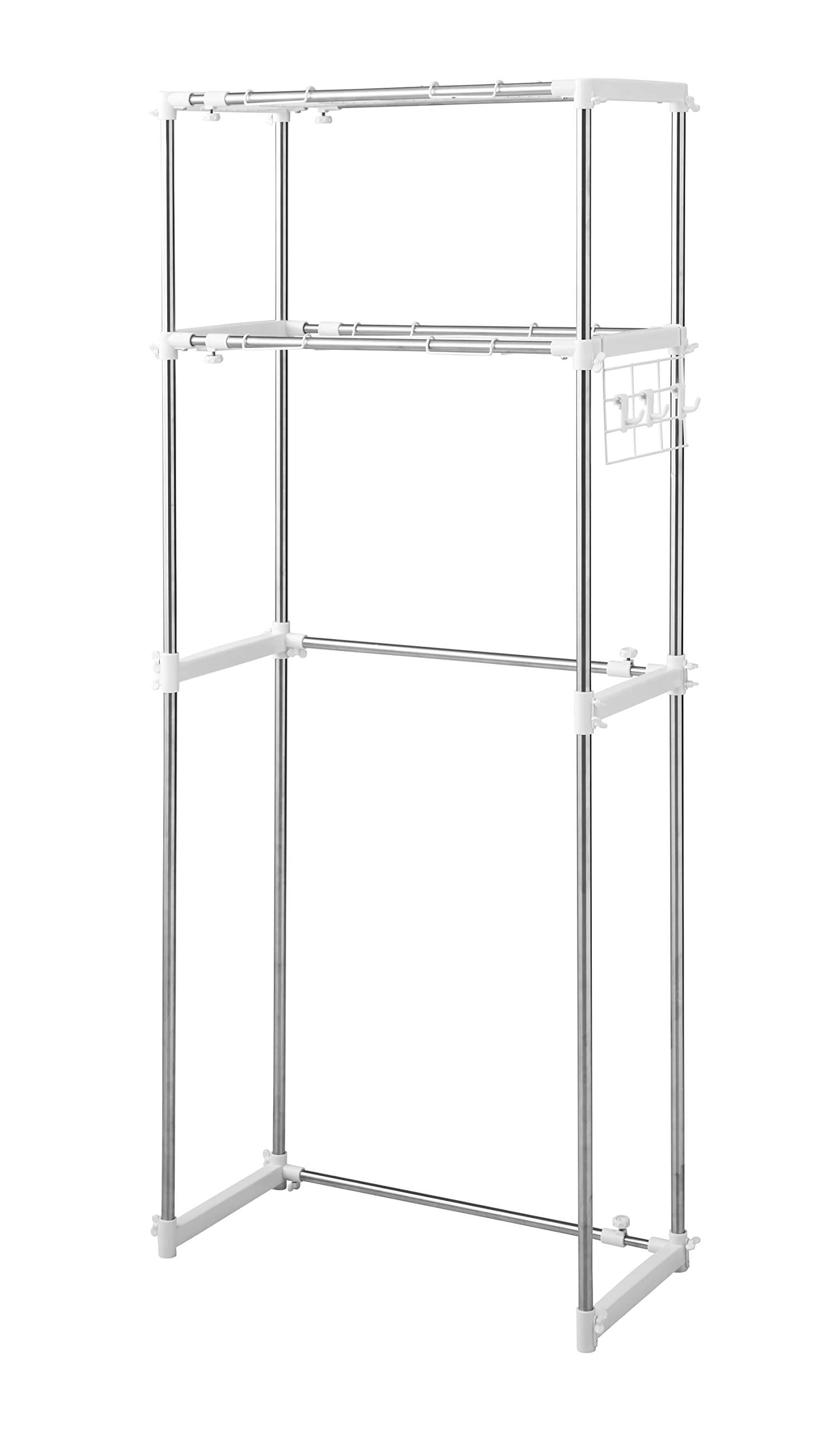 

Pearl Metal Laundry Rack, Washing Machine Rack, 2-Tier with Shelf, Stainless Steel, Easy Assembly, N-7565