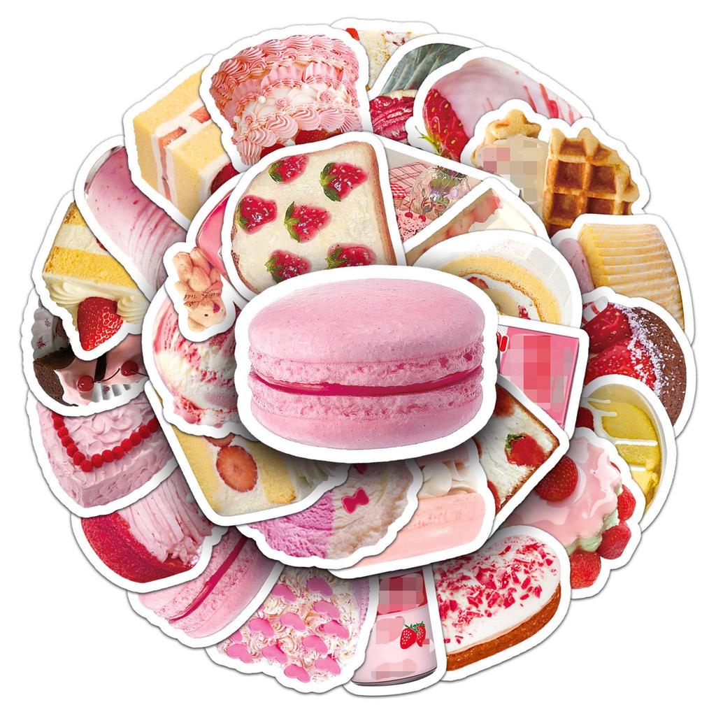 50 Cartoon Cake Dessert Stickers for DIY Notebook and Phone Case Decoration
