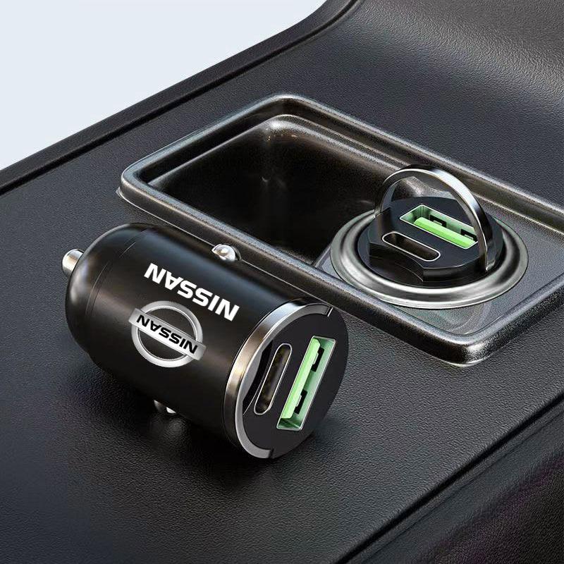 1Pcs Car Charger USB Type-C Fast Charging Adapter Car Accessories For Nissan Nismo Almera Tiida Juke Teana Qashqai 350Z 370Z GTR