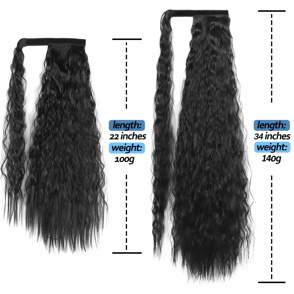 MISS WIG Women Long Wavy Warp Around Ponytail Synthetic Fiber Daily Wear Corn Wave Hair Extension Women Long Wavy Hairpiece