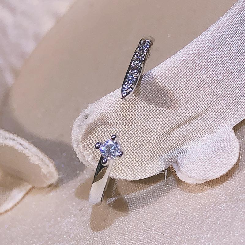 

Милое медное регулируемое кольцо с блестящим цирконом для женщин, свадебное, для помолвки, модная бижутерия resizable