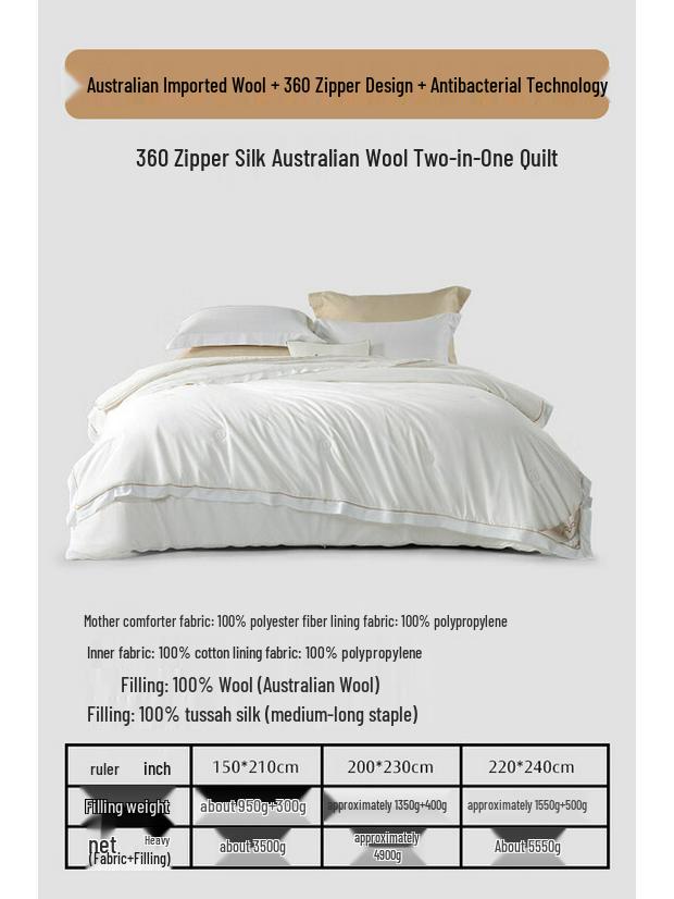 

mling Antibacterial Silk & Australian Wool 2-in-1 All-Season Duvet