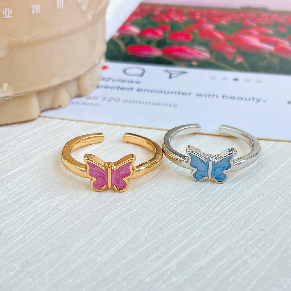 Creative drip butterfly ring Vintage opening Adjustable Internet celebrity ins Index finger ring Joint ring