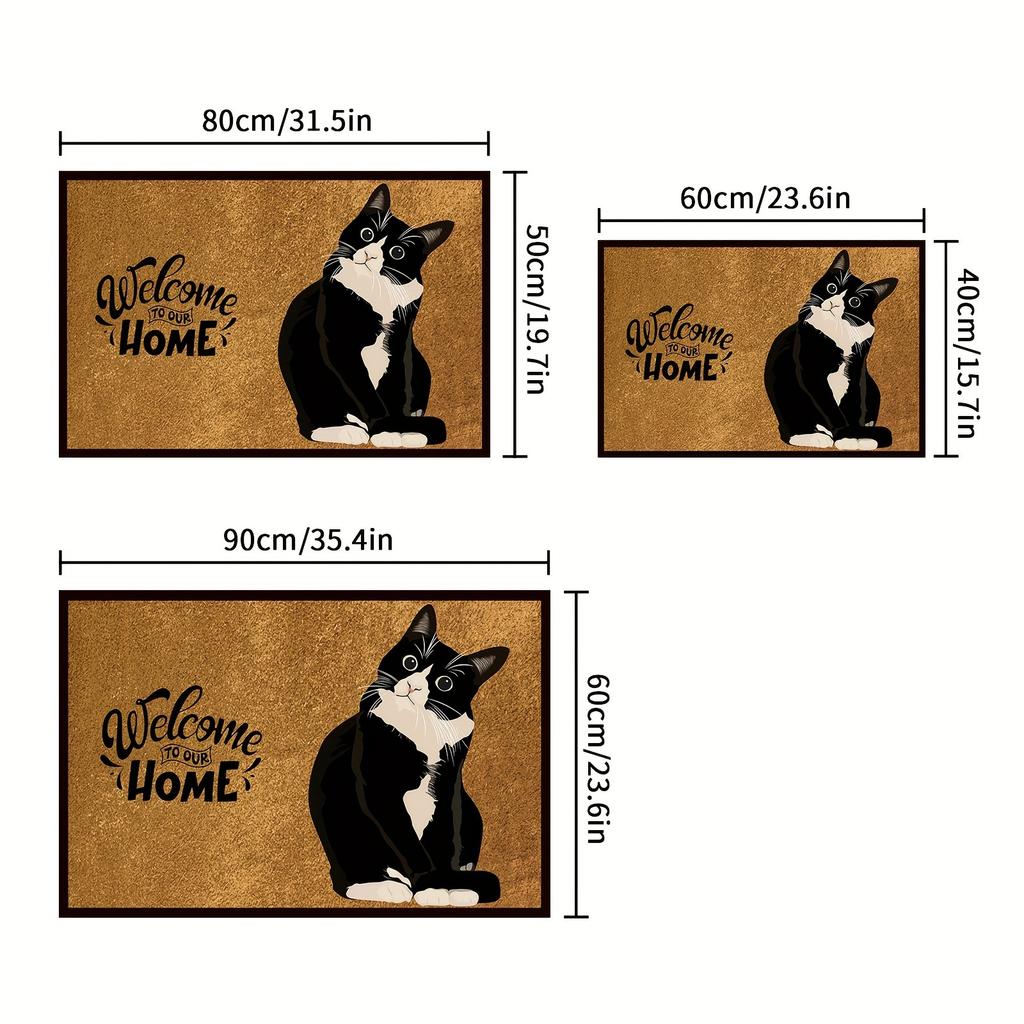 VIKAMA Cute Cat Entrance Door Carpet, Comfortable To Walk On, Bathroom Carpet, Machine Washable, Home Decoration
