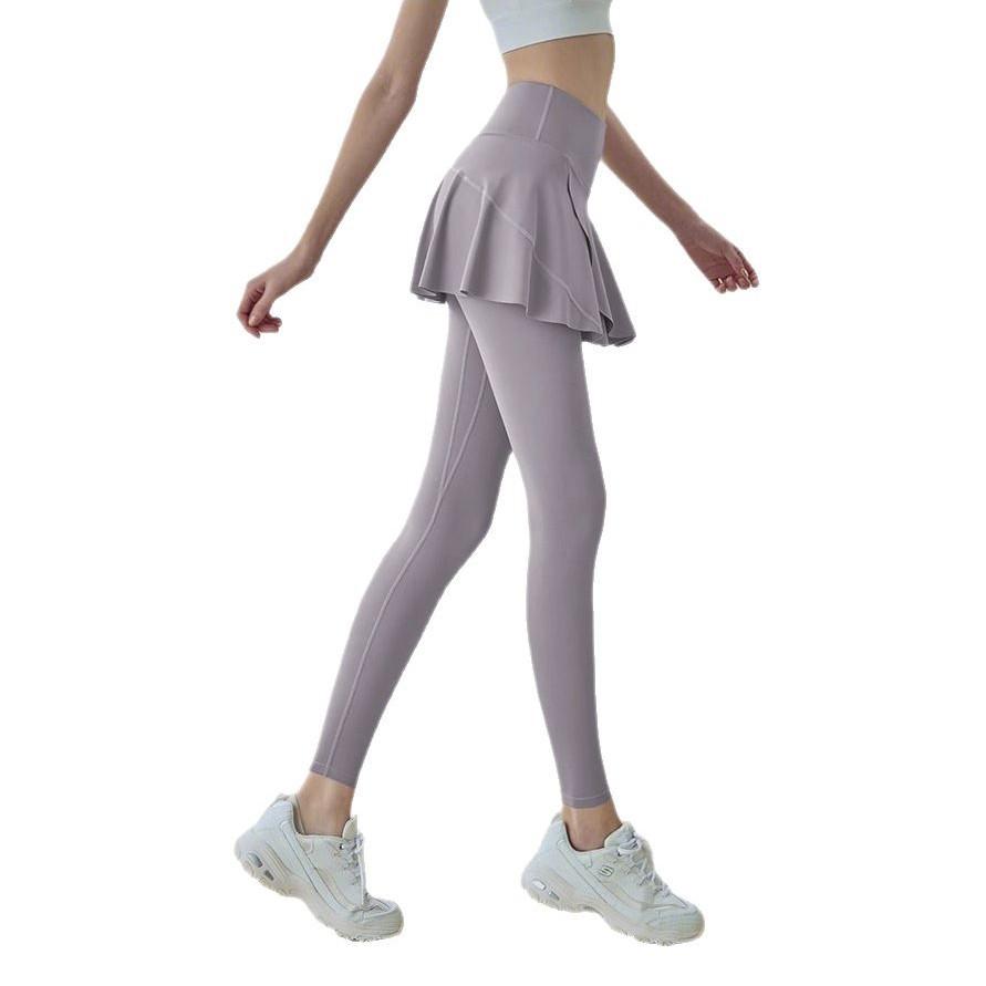 Large Size Fat Mm Yoga Skirt and Pants for Women High Waist Jogging Fitness Pants Sportswear Trousers Ass Curtains Wear Fake Two-piece Trousers Skirt