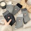 Sock Girl Autumn Embroidered Cartoon Dog Mid-calf Socks Trendy Striped Pile Socks Cotton Socks Girl