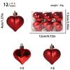12 Stück Weihnachtskugeln Anhänger Kunststoff Herzförmiger Schmuck Weihnachtsbaumschmuck DIY Heimdekorationszubehör Neujahrsparty Geschenk