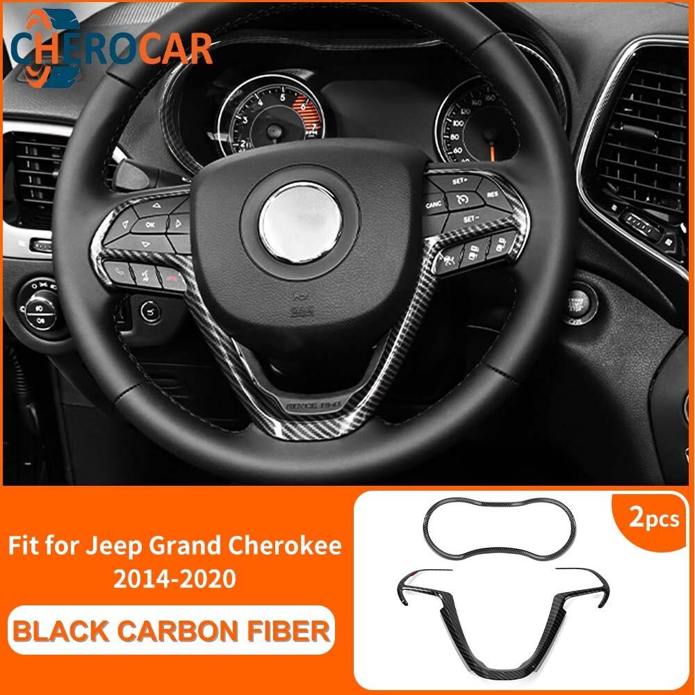 Carbon Fiber Inner Center Console Steering Covers Kit For Grand Cherokee 2014-20