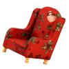 Miniature Sofa Model Figure 1/12 Scale Doll House Decoration Armchair with Washable Floral Fabric And Wood Frame Design