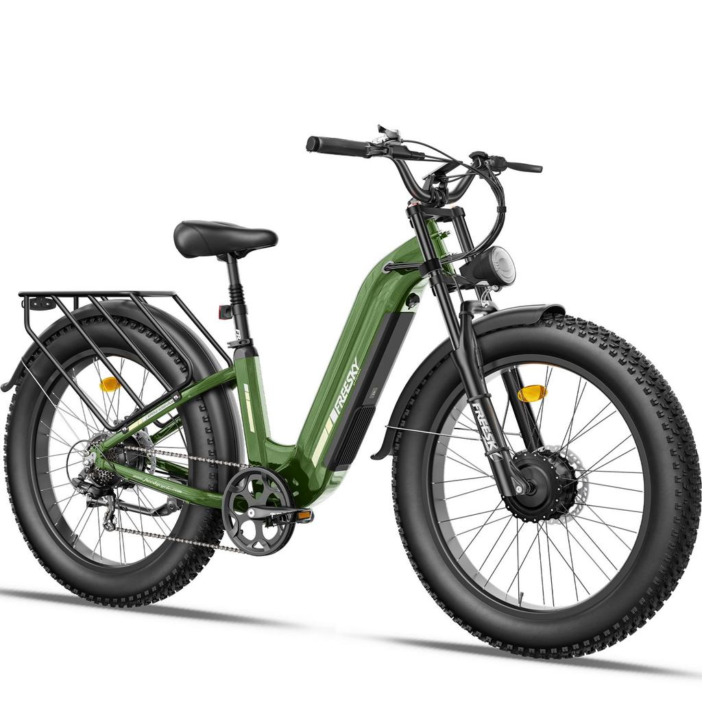 Freesky M540 Electric Bike, 2 * 160NM Dual Motor, 48V 23AH Battery, 26*4.0'' Tires, 32MPH, LCD Display, Hydraulic Brakes