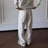 Cleanfit white straight jeans men's hand-stitched design pants narrow slim-fit slightly wide-leg pants