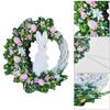 Easter Wreath Bunny Decorations Home Artificial Lavender Easter Bunny Flowers Wreath for Front Door Outdoor Wall Decor Ornament