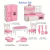 Puppenhaus Möbelset Zubehör Puppenhaus Mini Möbel Rollenspiel Schlafzimmer Wohnzimmer Badezimmer Küche Kinder Geburtstag