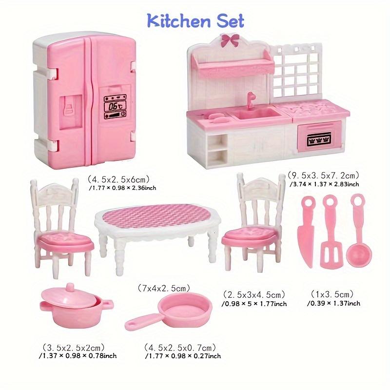 Puppenhaus Möbelset Zubehör Puppenhaus Mini Möbel Rollenspiel Schlafzimmer Wohnzimmer Badezimmer Küche Kinder Geburtstag