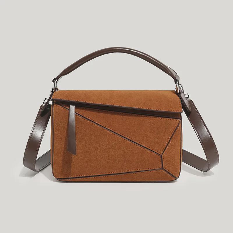 

2025 Весна/Лето Женская Мини-Сумка-Подушка Из Мягкой Кожи Геометрического Стиля - Дизайн Сращенных Алмазов коричневый