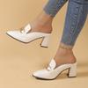 Spring Summer Women High Heel Pumps Comfortable Rubber Outsole Lazy Sandals New European Style Half Covered Single Shoes Women