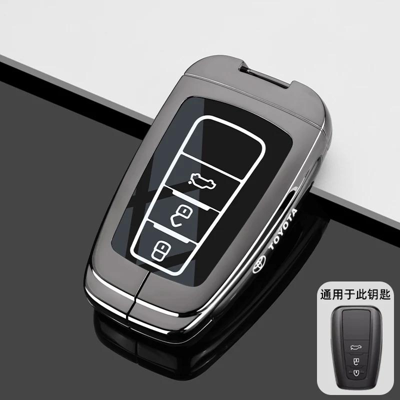 Zinc Alloy Leather Car Key Case Cover Shell for Toyota CHR Hilux Fortuner Land Cruiser 200 Camry Corolla Crown RAV4 Highland
