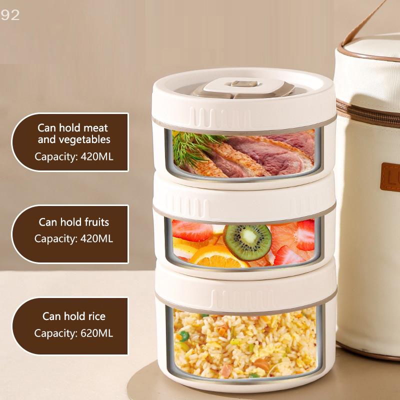 1Set Lunch Box Portable Insulated Lunch Container Set Stackable Bento Stainless Steel Lunch Container