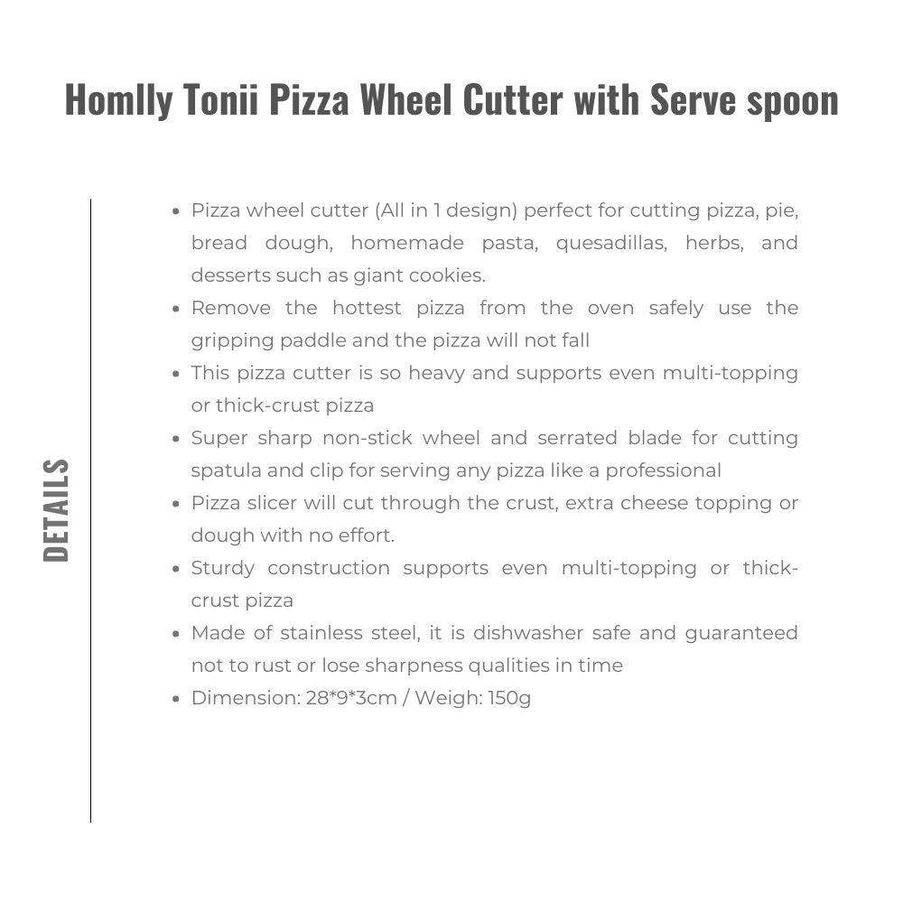 Homlly Tonii Pizza Wheel Cutter with Serve spoon