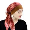 Women Satin Printed Turban Hat Stretch Wide-brimmed Nightcap Fashion Pre-tie Turban Wrap Head Cap Casual Durag Pirate Hat
