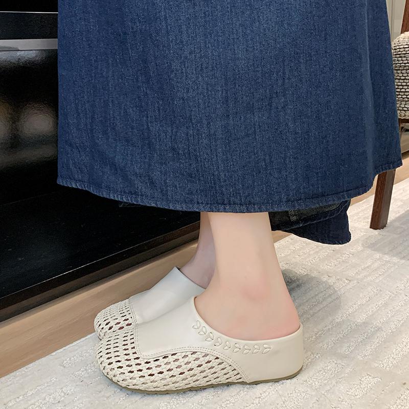 Flats Women Mules Shoes Slingback Casual Slippers Cozy Walking Dress 2025 New Woman Sandals Summer